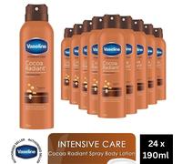 Vaseline Intensive Care Spray Body Lotion 190ml Aloe or Cocoa Moisturiser, 24 Pk