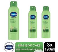 Vaseline Intensive Care Spray Body Moisturiser Aloe Soothe 190ml, 3 Pack