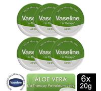 Vaseline Lip Balm Aloe Vera 20g, 6 Pack Lip Therapy Soothing Moisturising Care