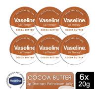 Vaseline Lip Balm Cocoa Butter 20g, 6 Pack Lip Therapy Moisturising & Non Greasy