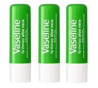 Vaseline Lip Therapy Aloe Vera Lip Care Stick with Petroleum Jelly - Moisturising & Soothing Lip Balm for Soft, Smooth Lips - 4.8g × 3 Pack