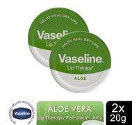 Vaseline Lip Therapy Petroleum Jelly, Aloe Vera, 2 Pack, 20gm