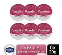 Vaseline Lip Balm Rosy Lips 20g, 6 Pack Lip Therapy Moisturising Soft Tint Care