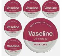 Vaseline Lip Therapy Rosy Lips Vintage Tin 20g - Pack of 6 | Soft Pink Tint & Rose Fragrance | Deep Moisture for Dry Lips | Classic Retro Look | Non-Greasy Lip Balm | Dermatologist Recommended