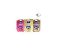 Vaseline Lip Therapy Variety 3-Pack-Creme Brulee, Rosy Lips, Cocoa Butter Mini Lip Balms for Soft, Glowing, and Deliciously Kissable Lips, 0.25 Oz Ea