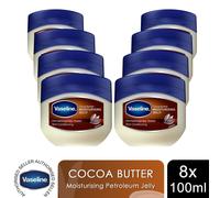 Vaseline Petroleum Jelly Moisturising Cocoa Butter for Dry Skin 100ml, 8pk