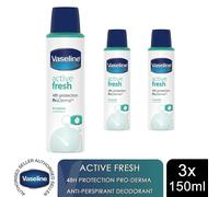 Vaseline ProDerma Active Fresh Antiperspirant Deodorant Spray 150ml, 3 Pack