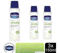 Vaseline Proderma Anti Perspirant Deodrant, Aloe Sensitive Skin Care 150ml, 3Pack in White