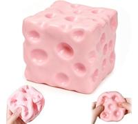 Vaselines Cheese Squishys, Big Brain Cheese Stress Ball Realistic Design | Giant Cheese Squishys Big Cheese Squishys, Soft Squeeze Toys Stress Anxiety Relief Sensory Fidget Toys For Adults Pink