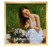 Vasemouh 12x12 Photo Frame Gold, Single 30x30cm Square Picture Frame Horizontal or Vertical Wall Mounting and Tabletop Display for Home, Office, Gallery