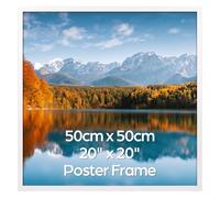 Vasemouh 50x50 cm Picture Frame White, Square Photo Frame, Single Poster Frame Horizontal or Vertical Wall Mounting for Home, Office, Gallery