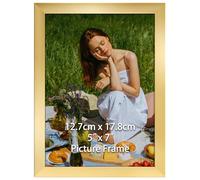 Vasemouh 7x5 Photo Frame Gold, Single 5x7 Picture Frame Horizontal or Vertical Wall Mounting and Tabletop Display for Home, Office, Gallery
