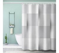VASENA 3d Shower Curtain Geometric Patterns Grey Square Bathroom Curtain Anti Mould Waterproof Personalized Funky Shower Curtain with Weighted Hem with Hooks 200x200 cm
