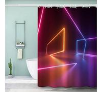 VASENA 3d Shower Curtain Geometry Abstract Art Geometric Bathroom Curtain Anti Mould Waterproof Personalized Funky Shower Curtain with Weighted Hem with Hooks 200x200 cm