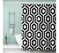 VASENA 3d Shower Curtain Geometry Modern Fashion Geometry Bathroom Curtain Anti Mould Waterproof Personalized Funky Shower Curtain with Weighted Hem with Hooks 200x200 cm