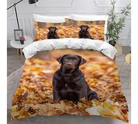 VASENA Bedding Chocolate Labrador Retriever Duvet Cover Set Kids Girls Teens Boys Single Bedding Dog Animal Ultra Soft Microfiber Comfortable Single Bed Duvet Cover with 2 Pillow Cases(135x200)