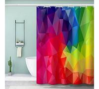 VASENA Colorful Geometry Shower Curtain Long 200x220 cm 3D Printed Boho Shower Curtain Luxury Waterproof Quick Dry Bath Curtains for Shower with Rust Proof Eyelets