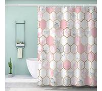 VASENA Colorful Geometry Shower Curtain Long 200x220 cm 3D Printed Marble Shower Curtain Luxury Waterproof Quick Dry Bath Curtains for Shower with Rust Proof Eyelets