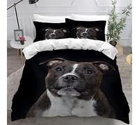 VASENA Duvet Cover King Size 3d Printed Adults Teenager Microfiber Fluffy Kingsize Bedding Staffordshire Bull Terrier Dog Animal Black Comforter Cover King Size Bedding with Pillowcases（230x220）