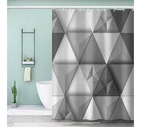 VASENA Geometric Shower Curtain Long 200x220 cm 3D Printed Abstract Art Shower Curtain Luxury Waterproof Quick Dry Bath Curtains for Shower with Rust Proof Eyelets