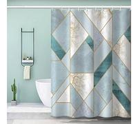 VASENA Geometric Shower Curtain Long 200x220 cm 3D Printed Marble Shower Curtain Luxury Waterproof Quick Dry Bath Curtains for Shower with Rust Proof Eyelets