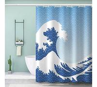 VASENA Japanese Art Shower Curtain Long 200x220 cm 3D Printed Japanese-style Shower Curtain Luxury Waterproof Quick Dry Bath Curtains for Shower with Rust Proof Eyelets