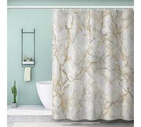 VASENA Marble Shower Curtain Long 200x220 cm 3D Printed Geometric Shower Curtain Luxury Waterproof Quick Dry Bath Curtains for Shower with Rust Proof Eyelets