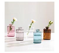 Vases,1Pc Ins Style Glass Vase Thin Mouth Vase Ornament Home Ornament Desktop Plant Vase/Amber/7.5 * 3.5 * 12.5Cm