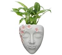 Vases, Face Vase, Unique Female Form Vase, Modern Sculpture Human Face Shaped Wall Resin Head Flowerpot Figurine for Plant Lovers, Plant