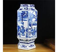 Vases for Decor Ceramic Vase Classical Retro Porcelain Flower Chinese Chinese-Style Export Blue and White Decoration Home Living Room Entrance Square Bottle Character