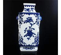 Vases for Decor Ceramic Vase Classical Retro Porcelain Flower Chinese Chinese-Style Export Blue and White Decoration Home Living Room Entrance Square Bottle Character