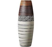 Vases Large Brown and White Stripe Ceramic Floor Flower Handmade Home Decorative Living Room Decoration Ornaments -H 80 cm