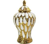Vases Stunning White Gold Ceramic Ginger Jar Decorative Storage