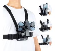 Vasgather Phone Chest Mount Harness Strap Cell Phone Holder for Video Recording Action Camera POV/Bike/Kayak/Running/VLOG Suitable for iPhone/Hero 11/10/9/Insta 360 X2 X3/DJI (with Anti-Drop Net)