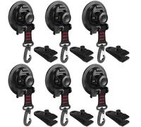 Vashly Heavy Duty Suction Cup 6Pcs Strong Suction Cups with Hooks and 6Pcs Tarp Clips Deavy Duty Lock Grip for Car Awning Boat Camping Trap Tie Down