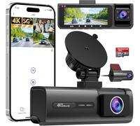 Vasip 4K Dash Cam Front and Rear Inside, 5GHz WiFi, 3 Channel Dash Cam for Cars, 3.16” IPS Dash Camera for Cars with 64GB SD Card, Night Vision, WDR, G-Sensor, Loop Recording, 24H Parking Mode