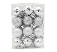 Vasiumic 24 Pcs Christmas Baubles Set, Assorted Gold Red Green Silver Plastic Ornament Balls 4x3 cm with Hanging Loops, for Tree, Wreath, Garland and Table Decoration(Silver)