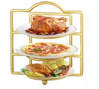 Vasiumic 3 Tier Kitchen Storage Rack, Wrought Iron Wall Mount Shelf for Dish Drying & Veggie Organizer, Modern Multi-Layer Holder, Gold, 28x24cm(Gold)