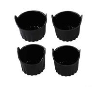 Vasiumic 4 Pack Silicone Baking Ramekins with Handles, Nonstick Food-Grade Bakeware for Air Fryer and Oven, Reusable Molds for Eggs, Muffins, Cupcakes, Puddings, Tarts(Black)