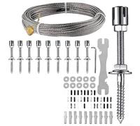 Vasiumic 52 Ft Steel Wire Rope Climbing Kit With Cross Buckle Screws Use With Garden Archways Arbors And Wall Mounts(10+52 Feet Set)
