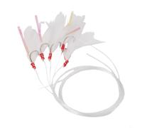 Vasiumic 5pcs For Sabiki Fishing Lure Rigs with 5 Hooks for Herring, Mackerel - High-Carbon Steel Hook Rig, Red Head with White Foil Flash, 70cm for Deep