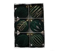 Vasiumic 8cm Wine Red and Dark Green Flocking Christmas Baubles 6 Piece Hanging Ornament Set for Holiday Tree, Winter Wedding, Seasonal Party and Year-Round (Dark Green)