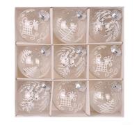 Vasiumic 9PCS 8cm Transparent PET Painted Christmas Ball Ornaments, Elegant Assorted Colour Holiday Decorations for Tree, Home, Office or Event Use, Festive Baubles(white)