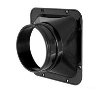 Vasiumic Air Duct Connector, 200mm ABS Ventilation Pipe Flange Joint for Kitchen Bathroom Extractor Fan Vent Hose, Square Wall Outlet Adapter, Black Finish