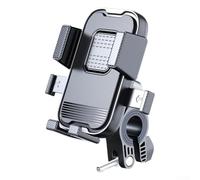 Vasiumic Alloy Phone Holder for Motorcycle, E-For Bike, and GPS Devices with -Second Lock Mechanism and Shock-Absorbing Six-Claw Bracket, Black(A)