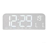 Vasiumic Bedside Digital Clock Dual Alarm Night Light(B) | Clear large LED screen, shows date and for temp, 4-level dimmer, dual alarms, wood fabric design