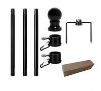 Vasiumic Black 4FT Stainless Steel Flag Pole Kit with 6 Height Adjustable Sections from 1.3 to 7.8 FT, Fits 2x3/3x5/4x6 FT Flags, 360° Anti-Wrap Rotating Rings