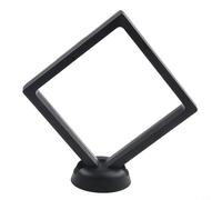 Vasiumic Black Plastic 3D Floating Display Holder for, Medals, Stamps & Jewelry - 110x110mm Suspended Frame with Multi-Functional Base (10-Pack)(BLACK)