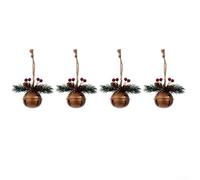 Vasiumic Christmas Bell Ornaments 4 Pack, Vibrant Red, Green, Gold and White Stainless Steel Hanging Decorations for Tree, Wreath and Holiday Centerpieces(3)