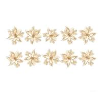 Vasiumic Christmas Gold Glitter Flower Vine Wreath Ornaments for Door Window and Tree, 14.5 cm Floral Holiday Decorations Made of Plastic Polyester Non-Woven Fabric(Gold)